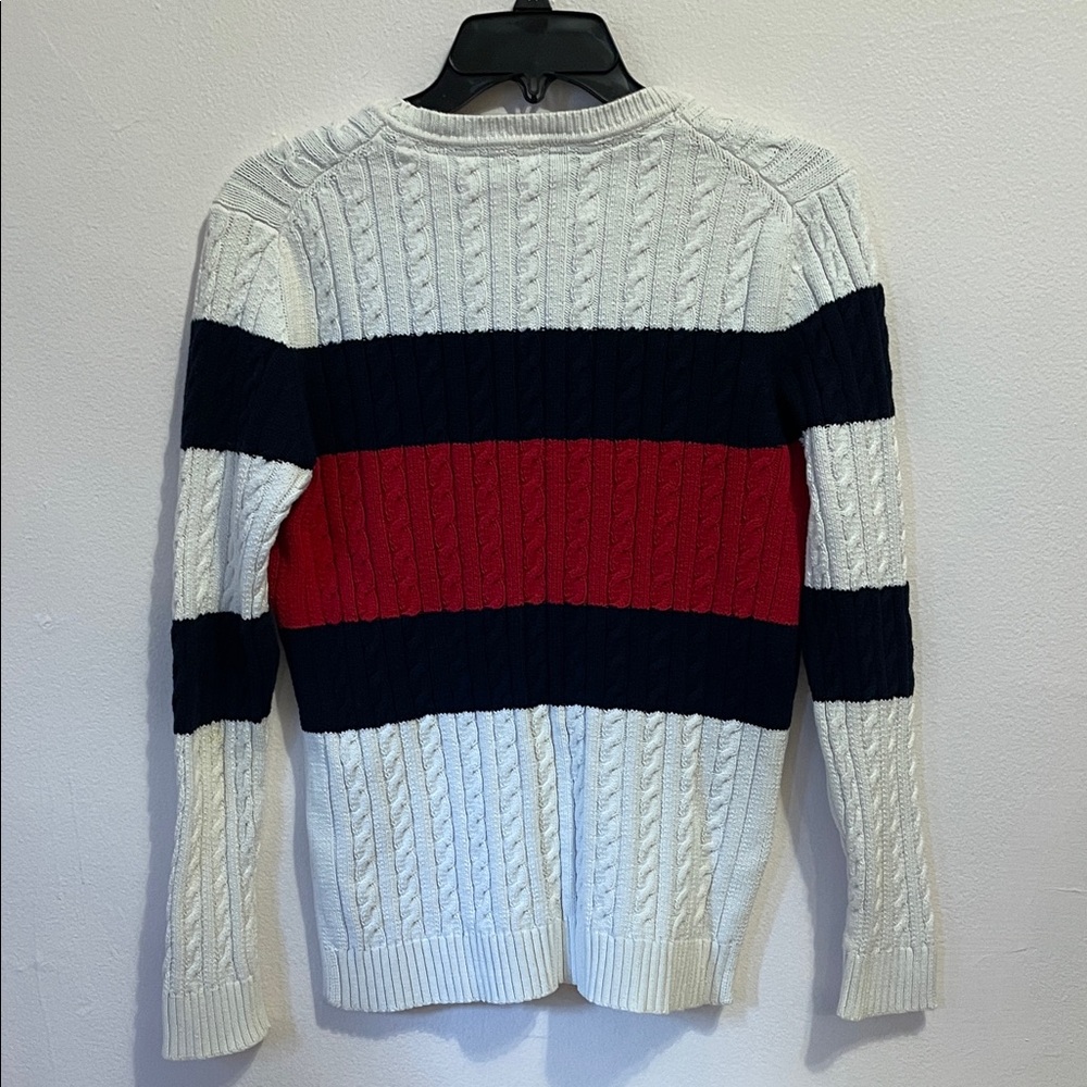 Tommy Hilfiger Women's Cable Knit Sweater - Red, Blue, White Size L - Picture 6 of 6